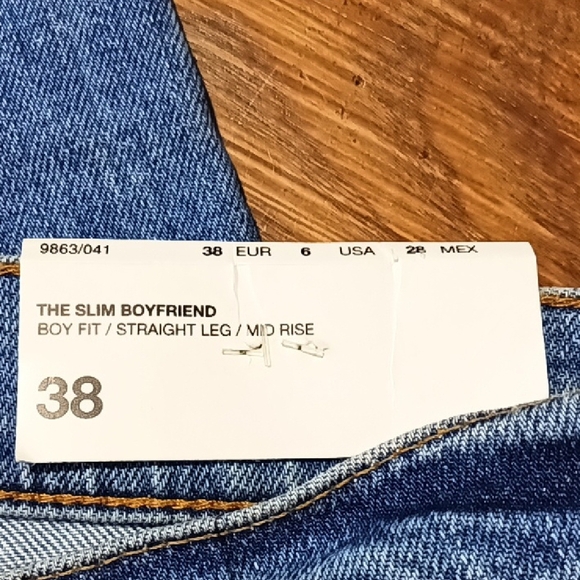 Zara Women's Distressed Valley Blue Slim Boyfriend Jeans Size 6 - Picture 9 of 13